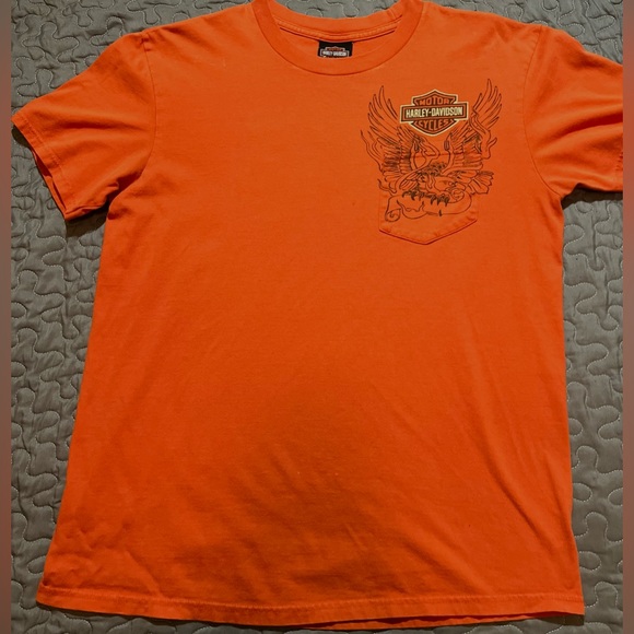 Vintage- Harley Davidson- orange- t-shirt- sz M - Picture 1 of 3